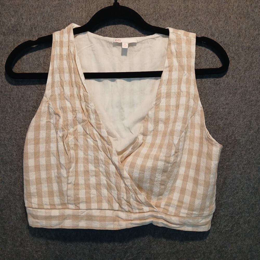Gianni Bini Gingham Crop Top 100% cotton granola beach cottagecore coquette